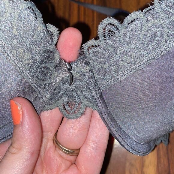 Aerie Silver Push-Up Bra With Lace Trim 34C - Picture 3 of 7